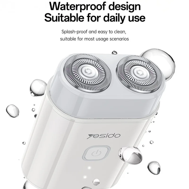 YESIDO MG20 IPX5 Waterdichte Reiseproduct Elektrische Scheerapparaat met Smart Display Dubbele Ring Drijvende Messen - Wit