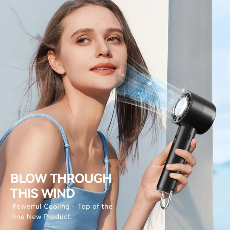 Ventilador de mesa mini com resfriamento de gelo, 5 velocidades ajustáveis, portátil e para uso externo - Preto