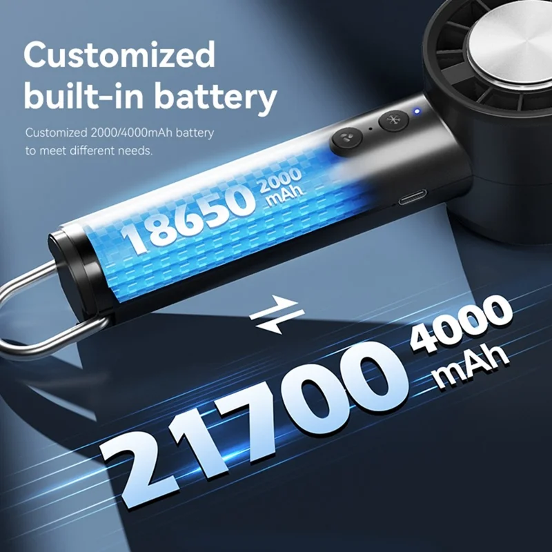 Ventilador de mesa mini com resfriamento de gelo, 5 velocidades ajustáveis, portátil e para uso externo - Preto