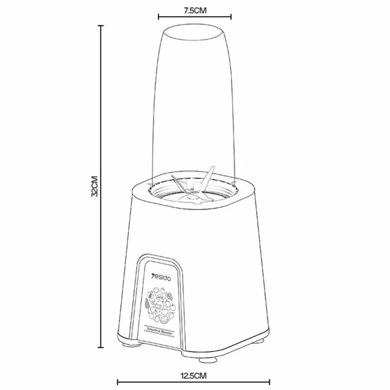 YESIDO EC27 EU Plug Portable Juicer 2 in 1 850W High Power Dual Speed Adjustable Fruit Vegetable Blender (BPA Free, No FDA)