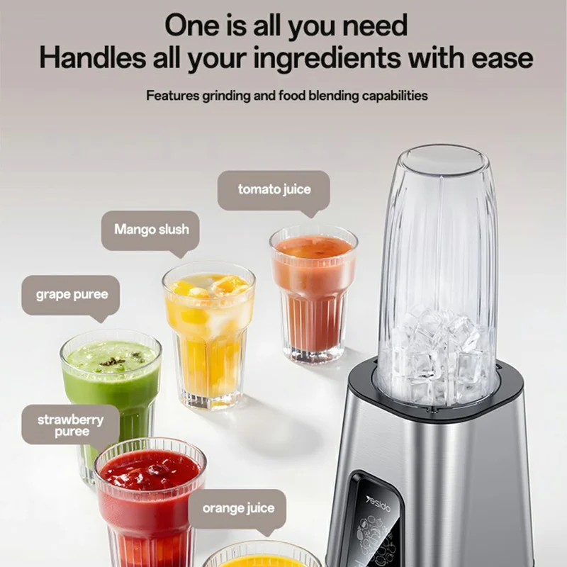 YESIDO EC27 EU Plug Portable Juicer 2 in 1 850W High Power Dual Speed Adjustable Fruit Vegetable Blender (BPA Free, No FDA)