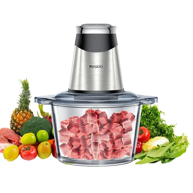 YESIDO EC28 EU Plug 2L Food Processor 400W Electric Meat Grinder 4-Blade Vegetable Chopper (BPA Free, No FDA)