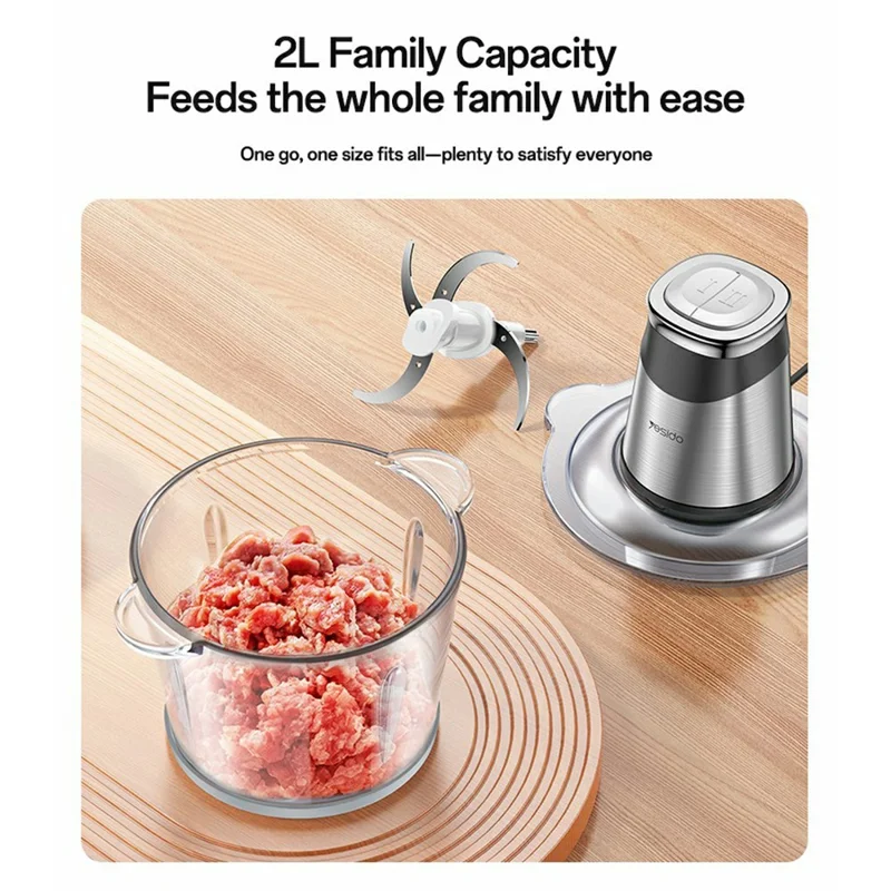 YESIDO EC28 Многофункциональный измельчитель мощностью 400 Вт, мотор из чистой меди, объем 2 л, блендер, мясорубка для домашней кухни — британский штекер