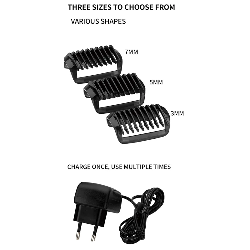 DSP 60050 Elektrischer Rasierer-Set für Männer mit verlängerbarem Griff für die Körperpflege, IPX5 wasserdicht, wiederaufladbarer Rasierapparat – Schwarz