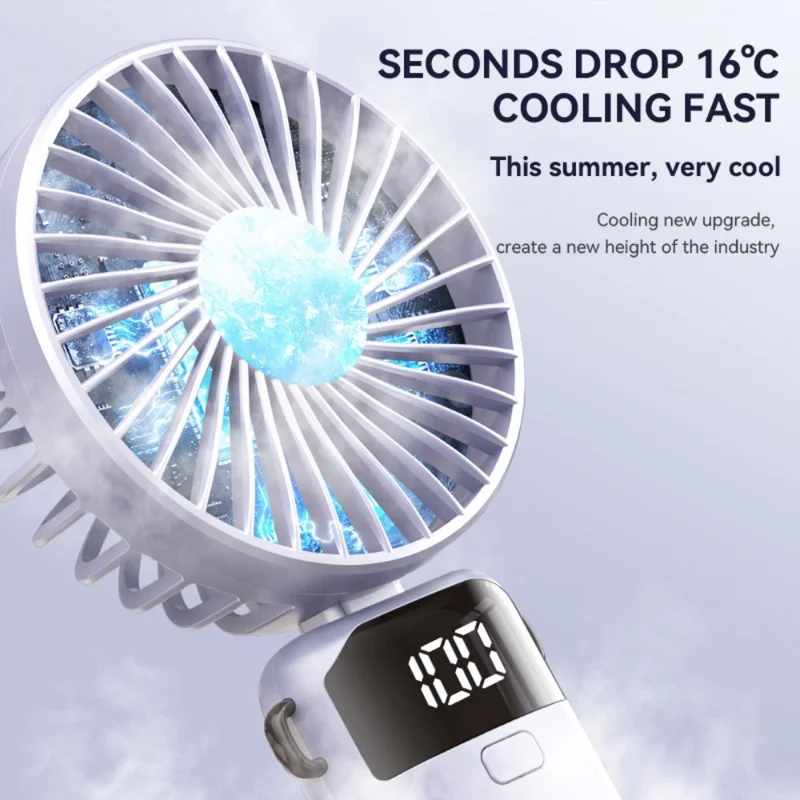 S1 Ventoinha Portátil Dobrável com Ecrã LED, 5 Velocidades Ajustáveis, Ventoinha de Secretária Recarregável - Roxo