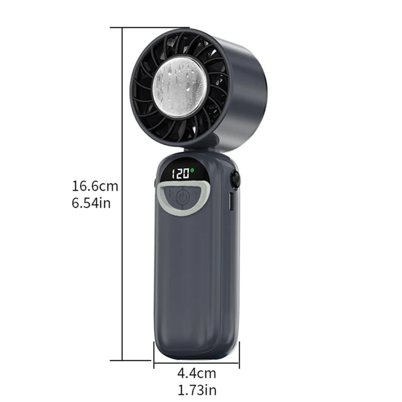 S-11 Cold Compress Handheld Mini Fan 120 Speeds Adjustable LED Display Neck Hanging Foldable Fan - Grey