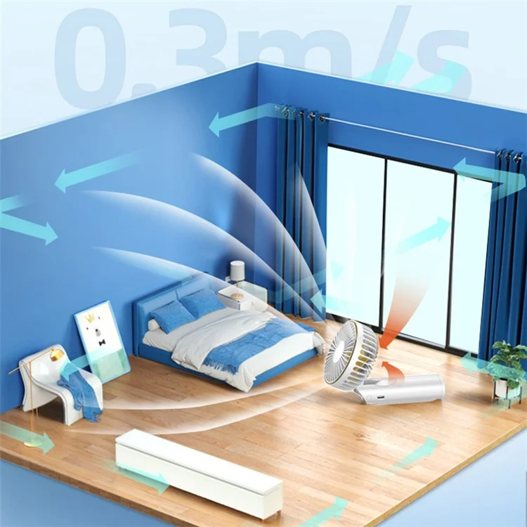 M12 Portable Mini Ventilateur de Poche USB Rechargeable ABS Pliable Ventilateur de Refroidissement pour Maison Bureau Voyage - Bleu