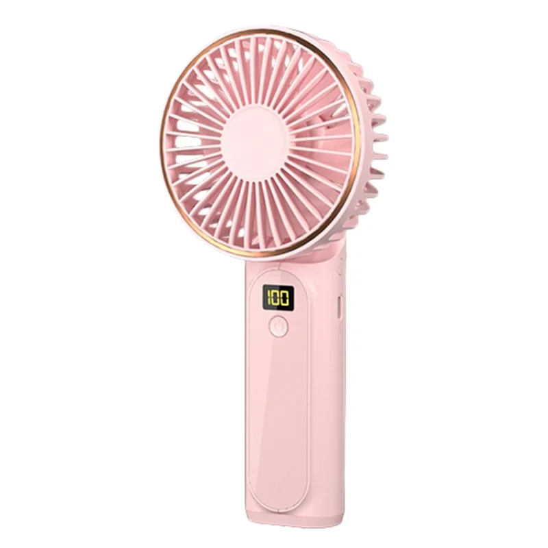 M12 Portable Mini Handheld Fan USB Rechargeable ABS Foldable Cooling Fan for Home Office Travel Trip - Pink