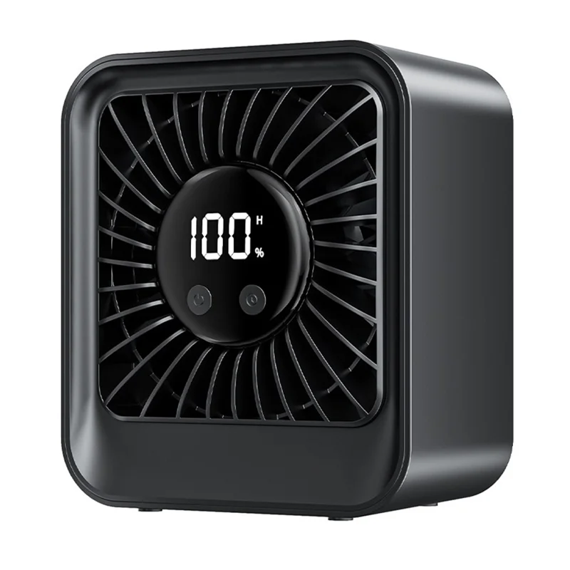 YS-G7 Desktop Fan Built-in 4000mAh Battery USB Rechargeable 8 Speeds Adjustable Table Fan with LED Display - Black