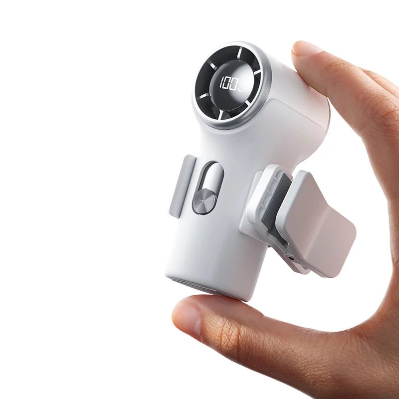 YS-G9 Mini Handheld Fan Built-in 1500mAh Battery Digital Display 100 Speeds Adjustable Clip-on Desktop Fan - White