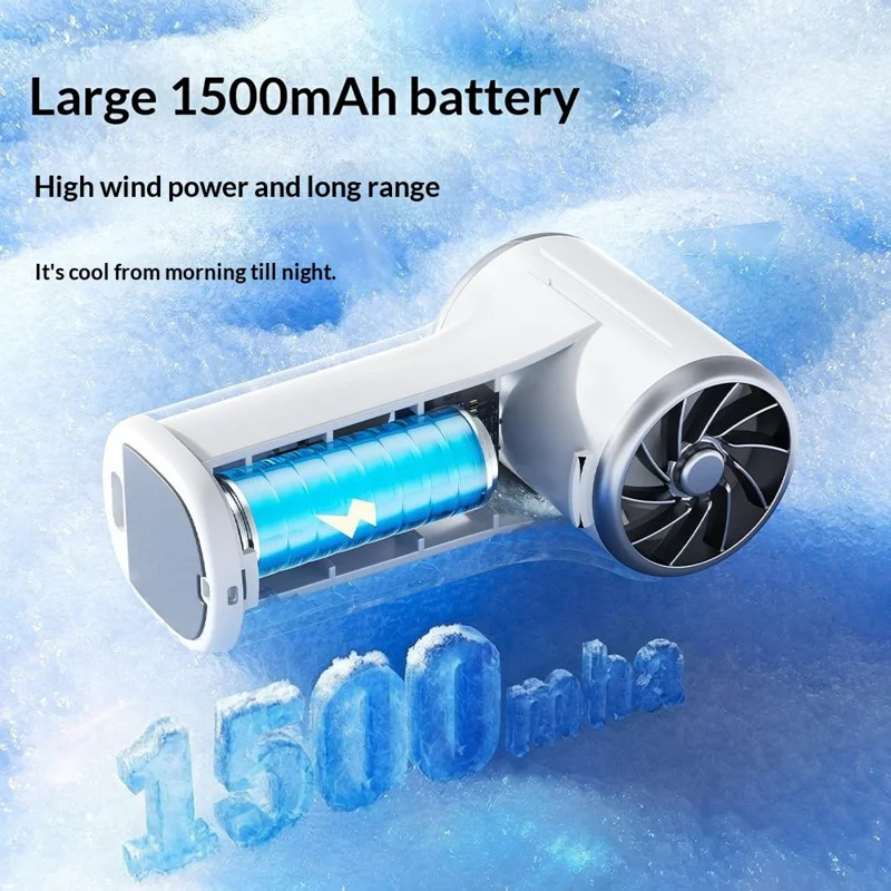 YS-G9 Mini Handheld Fan Built-in 1500mAh Battery Digital Display 100 Speeds Adjustable Clip-on Desktop Fan - White