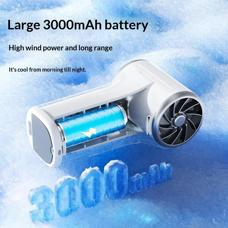 YS-G9 Mini Handheld Fan Built-in 3000mAh Battery Digital Display 100 Speeds Adjustable Clip-on Desktop Fan - Blue