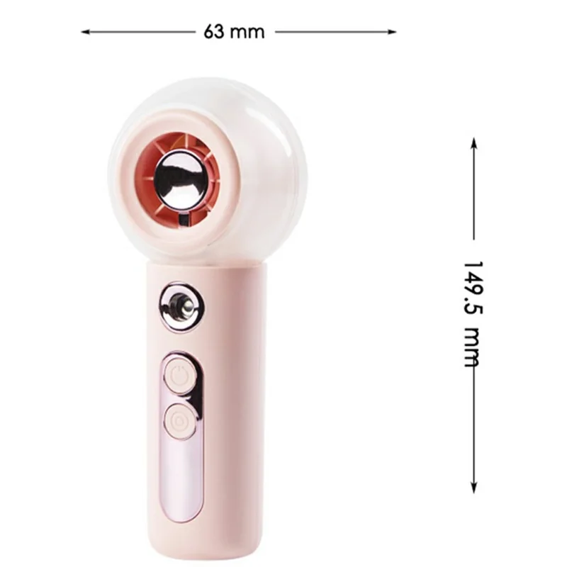 F001 Handheld Spray Fan 2000mAh 4 Speed Portable Cooling Mist Fan for Student Dorm Outdoor - Pink