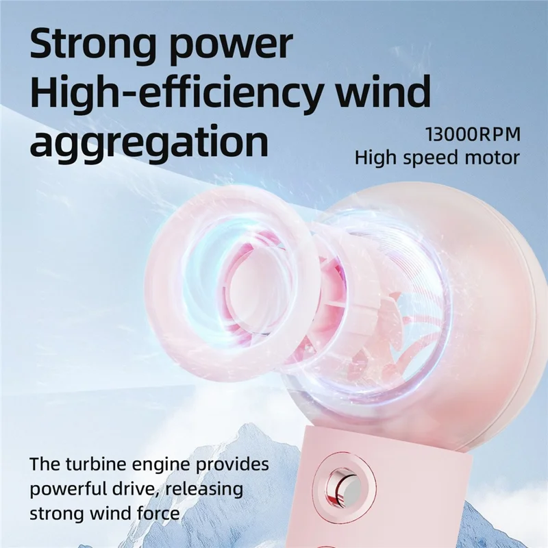 F001 Handheld Spray Fan 2000mAh 4 Speed Portable Cooling Mist Fan for Student Dorm Outdoor - Pink