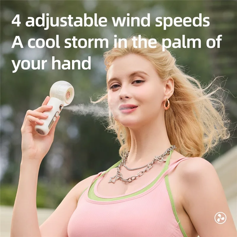 F001 Handheld Spray Fan 2000mAh 4 Speed Portable Cooling Mist Fan for Student Dorm Outdoor - Pink