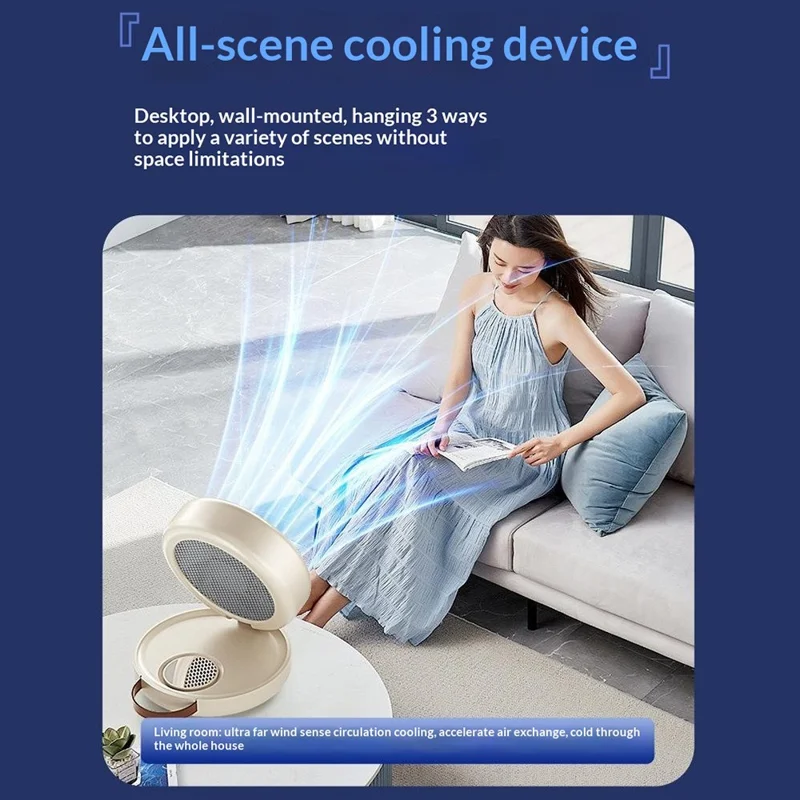 YS-G3 Automatic Oscillating Desk Fan 8 Speeds Adjustable Digital Display Foldable Wall Mount Fan with Remote, Built-in 8000mAh Battery - Khaki