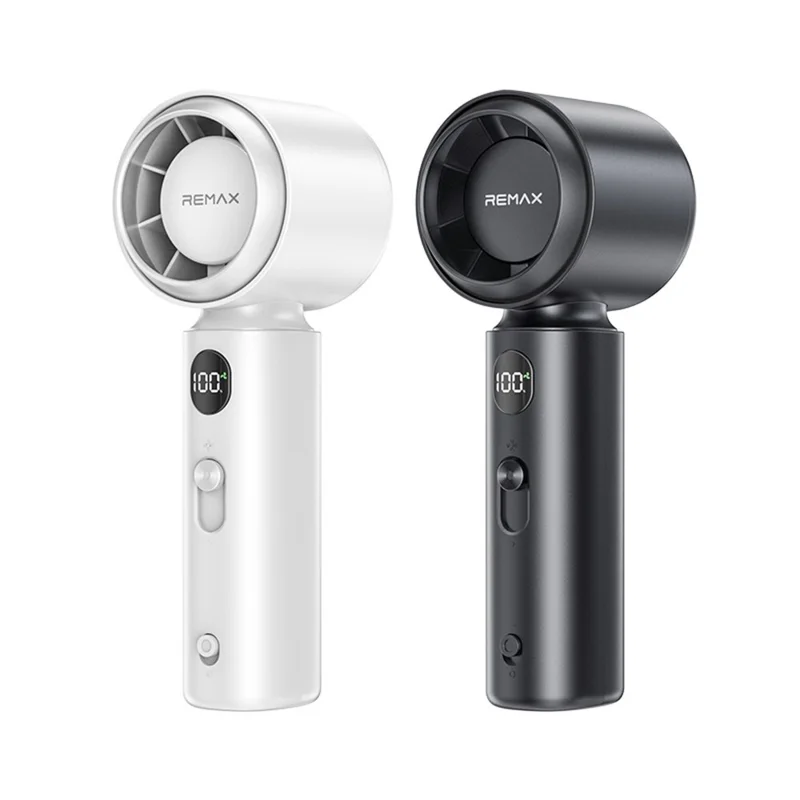 REMAX RS-SF22 Handheld Fan 199 Speed Adjustable 3000mAh Battery Rechargeable Personal Fan Digital Display - White