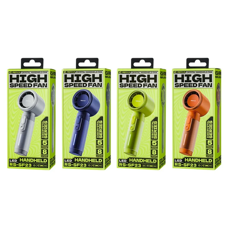 REMAX RS-SF23 Handheld Fan 5 Speed Adjustable 3000mAh Rechargeable Portable Mini Fan with LED Display - Green