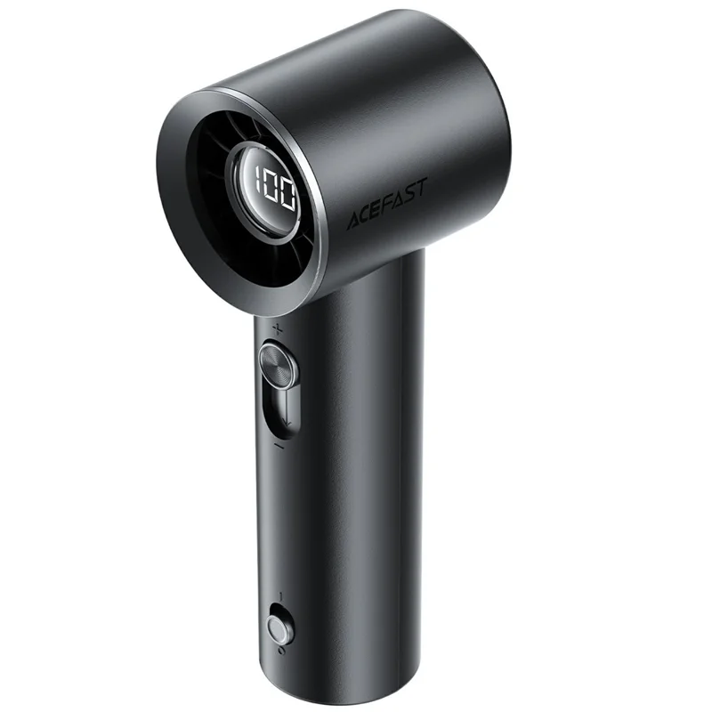ACEFAST YF1 Mini Handheld Fan Digital Display 100 Wind Speed Adjustment USB-C Rechargeable Portable Fan - Black