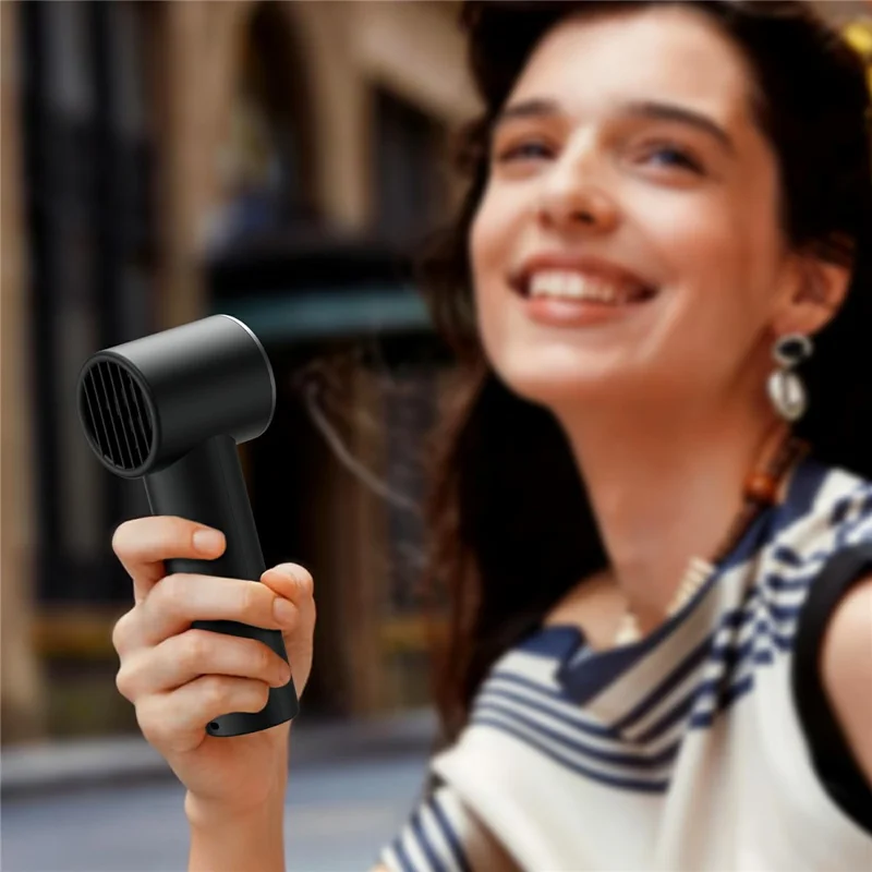 ACEFAST YF1 Mini Handheld Fan Digital Display 100 Wind Speed Adjustment USB-C Rechargeable Portable Fan - Black