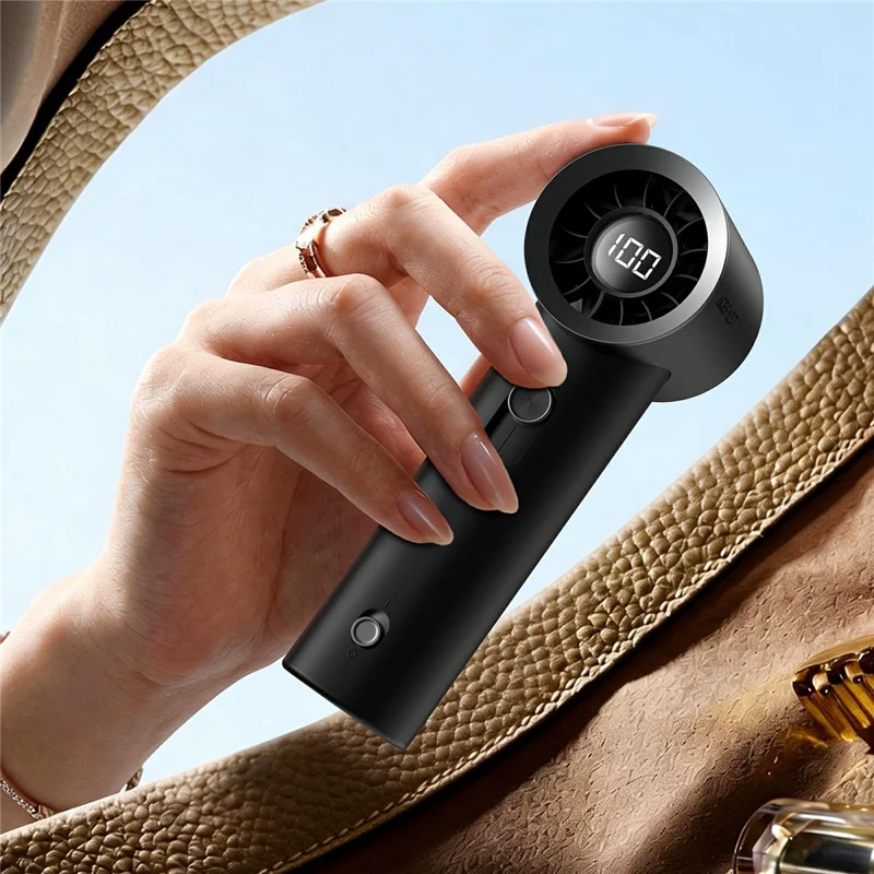 ACEFAST YF1 Mini Handheld Fan Digital Display 100 Wind Speed Adjustment USB-C Rechargeable Portable Fan - Black