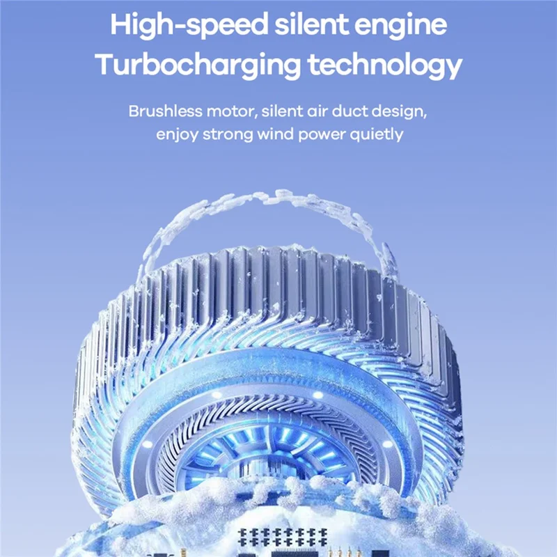 REMAX RS-SF27 Foldable Handheld Fan Semiconductor Cooling Digital Display 5-Speed Desktop Fan - Blue