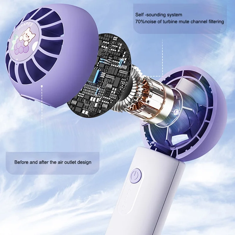MF062 Cute Pocket Fan Portable Mini Cooling Fan 3 Gears Summer Mute Handheld Fan - Pink