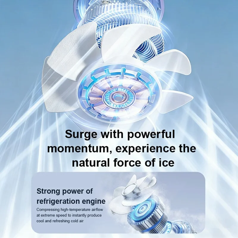 WD-01 Ice Cooling Handheld Fan 199-Speed Portable Semiconductor Cooler Mini Fan with LED Display for Outdoor - Blue