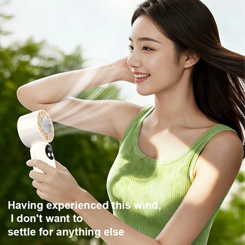 WD-01 Ice Cooling Handheld Fan 199-Speed Portable Semiconductor Cooler Mini Fan with LED Display for Outdoor - Beige