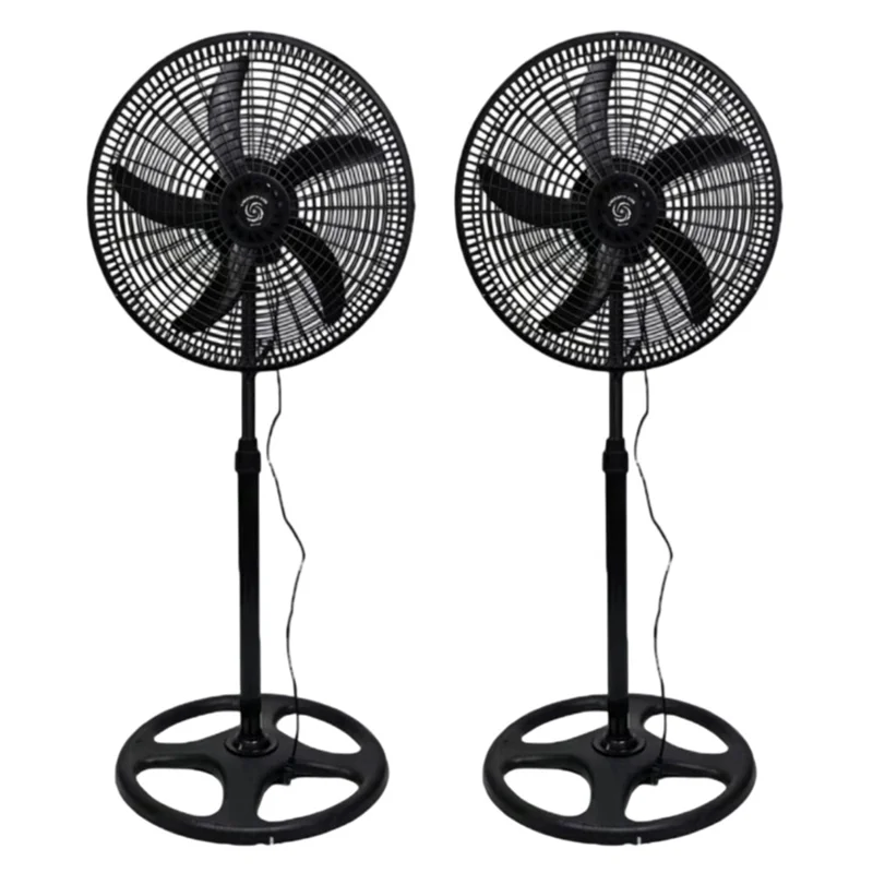 2Pcs 18 Inch Floor Standing Fan Height Adjustable Oscillating Electric Air Circulator Fan for Home Office, 220V / EU Plug - Black