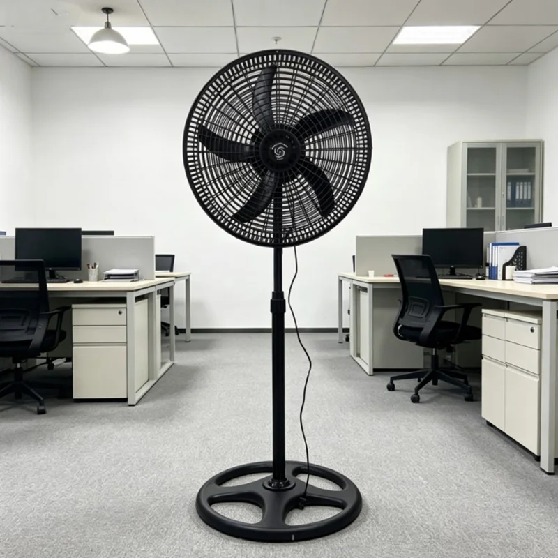 2Pcs 18 Inch Floor Standing Fan Height Adjustable Oscillating Electric Air Circulator Fan for Home Office, 220V / EU Plug - Black