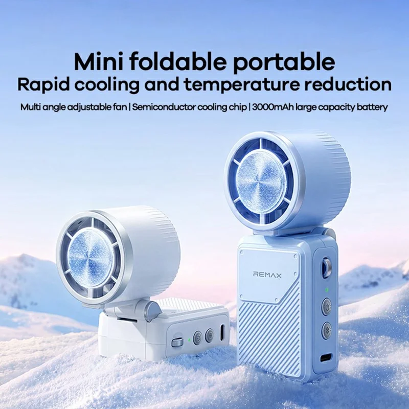 REMAX RS-SF35 Mini Foldable Cooling Fan 3000mAh Portable Desktop Handheld Fan for Travel Outdoor - White