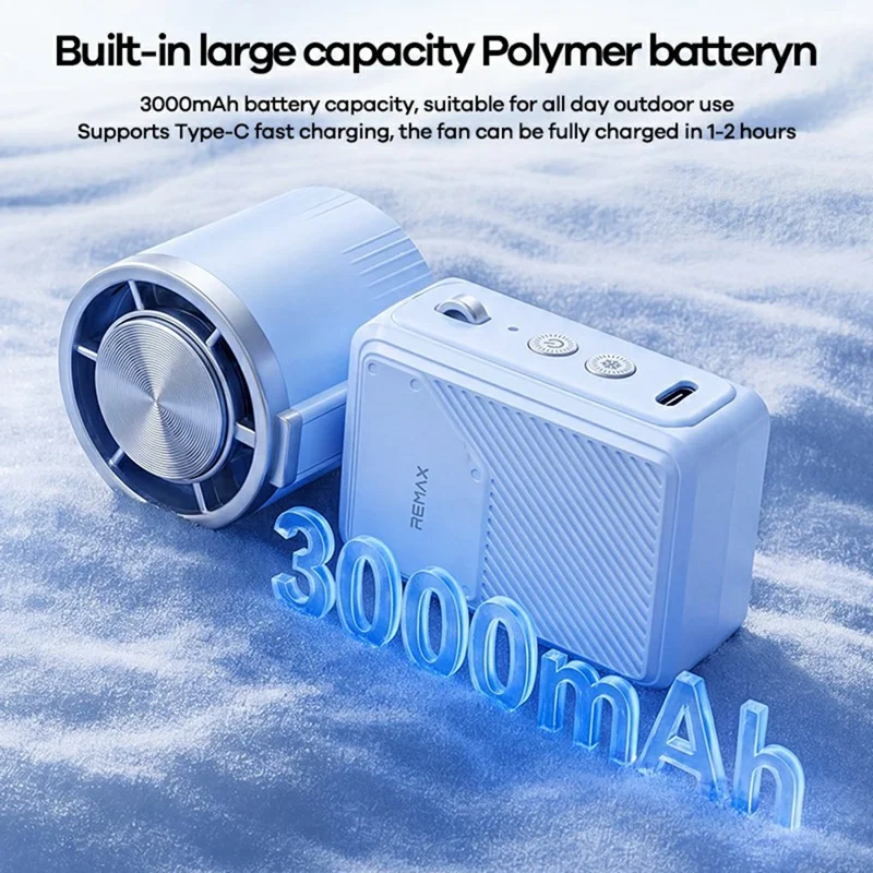 REMAX RS-SF35 Mini Foldable Cooling Fan 3000mAh Portable Desktop Handheld Fan for Travel Outdoor - White