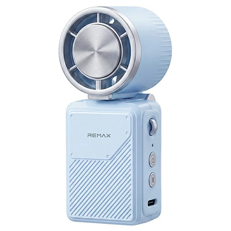 REMAX RS-SF35 Mini bærbar køleventilator 3000mAh, klappelig bord- og håndventilator til rejser udendørs - Blå