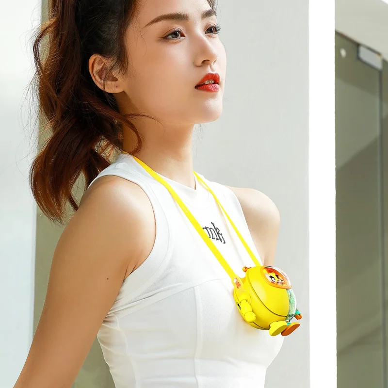 MF060 Mecha Style Neck-Mounted Fan 3 Speed Brushless Handheld Cooling Fan , 900mAh Battery (CE Certificate) - Grey / White