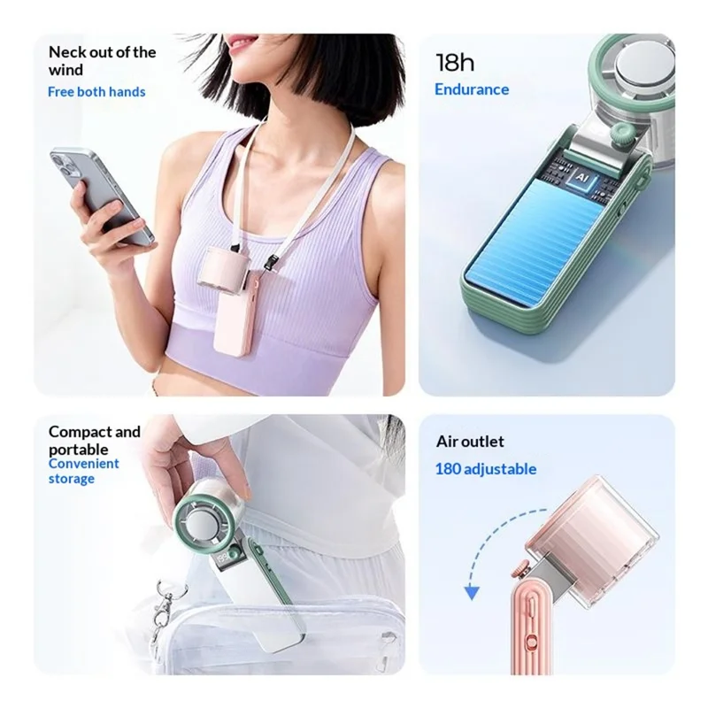 Y31 Mini Ventilador Portátil 3600mAh com Ecrã LED, 199 Velocidades, Arrefecimento Supercondutor TEC, Ventilador Dobrável para Exterior - Branco