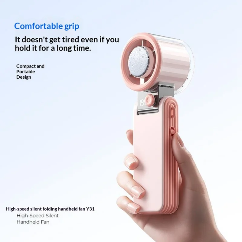 Y31 Mini Ventilador Portátil 3600mAh com Ecrã LED, 199 Velocidades, Arrefecimento Supercondutor TEC, Ventilador Dobrável para Exterior - Branco