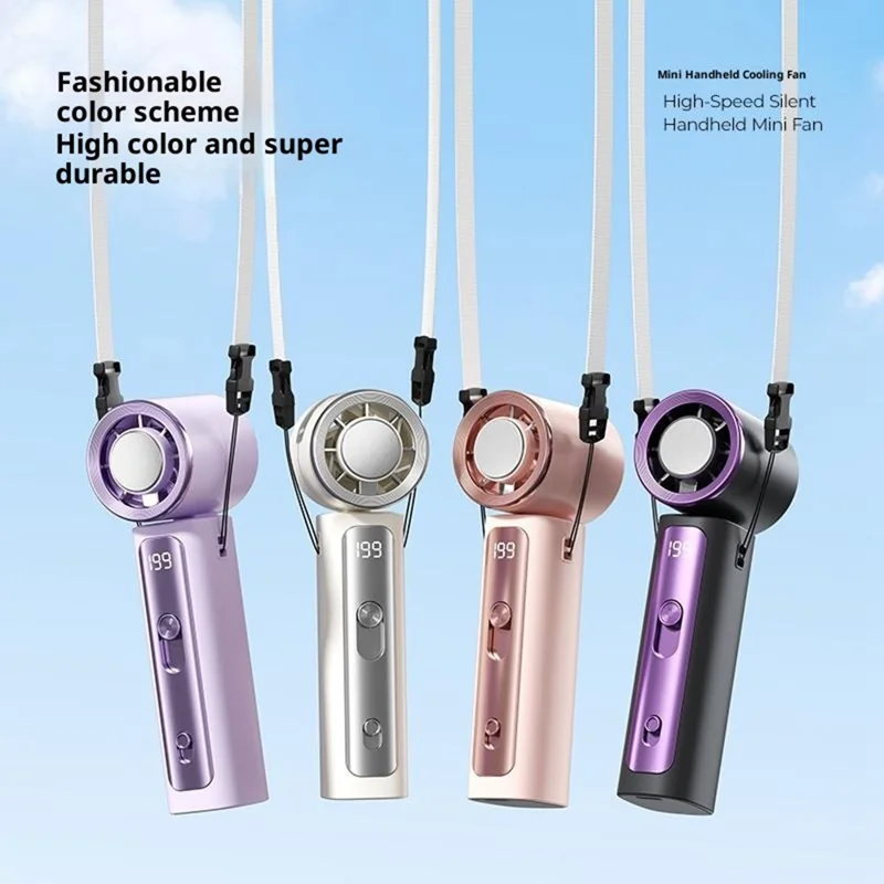 Y33 Mini Ventilateur Portable 199 Vitesses 18h d'Autonomie Affichage Numérique LED Ventilateur de Refroidissement à Glace TEC Supraconducteur pour l'Extérieur - Blanc