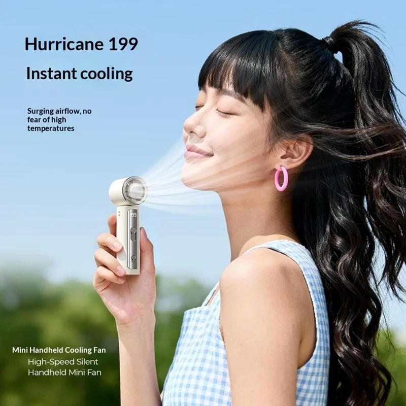 Y33 Mini Ventilateur Portable 199 Vitesses 18h d'Autonomie Affichage Numérique LED Ventilateur de Refroidissement à Glace TEC Supraconducteur pour l'Extérieur - Blanc