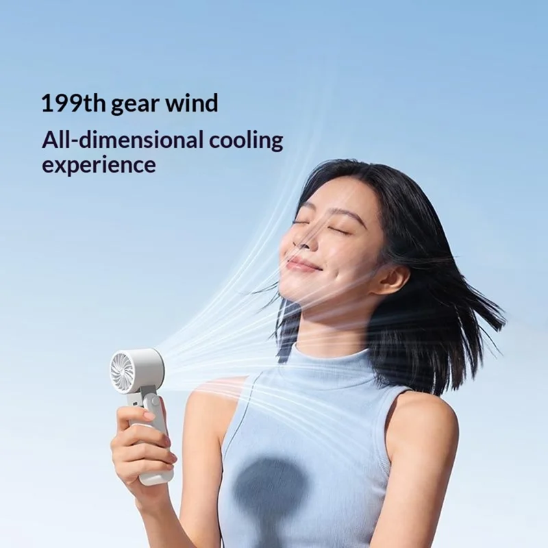 Y38 Ventilador Portátil Dobrável 3000mAh Arrefecimento por Semicondutor Gelo 199-Velocidades com Ecrã Digital LED Ventilador Mini para Exterior - Branco