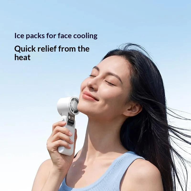 Y38 Ventilador Portátil Dobrável 3000mAh Arrefecimento por Semicondutor Gelo 199-Velocidades com Ecrã Digital LED Ventilador Mini para Exterior - Branco