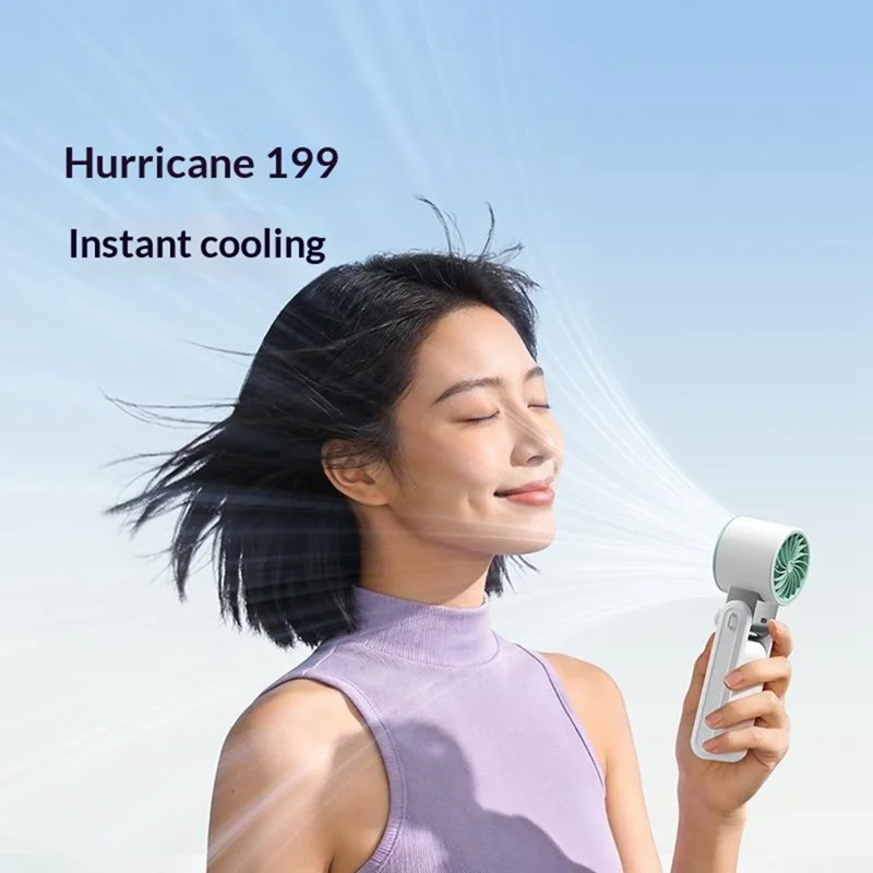 Y39 Folding Handheld Cooling Fan 3000mAh TEC Semiconductor Ice 199-Speed Levels Mini Fan for Outdoor Indoor - White