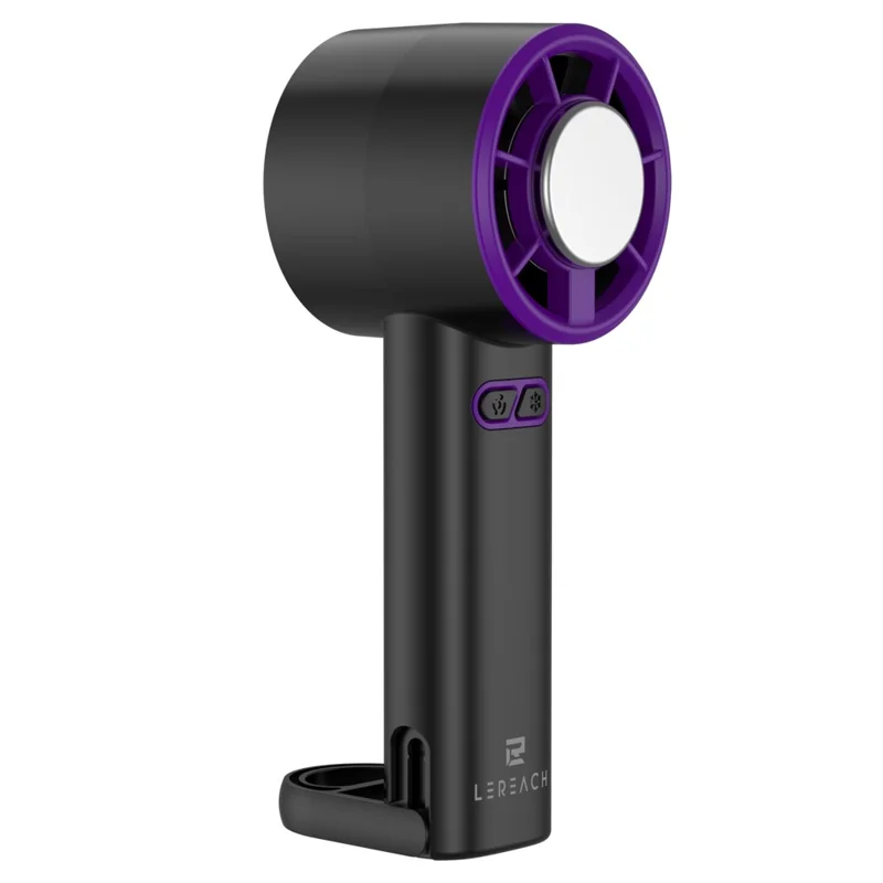 LEREACH Cold Compress Ventoinha Portátil de Mão com 5 Velocidades Ajustáveis, Ventilador Mini Recarregável de Secretária - Cinzento+Roxo
