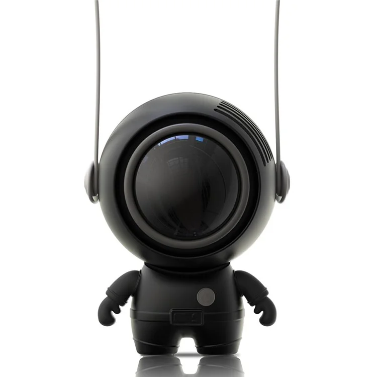 MF040 Spaceman Shape Silent Cooling Fan Mini Mão-Livre Ventilador de Pescoço, 3 Modos de Velocidade 900mAh Bateria (Certificado CE) - Preto
