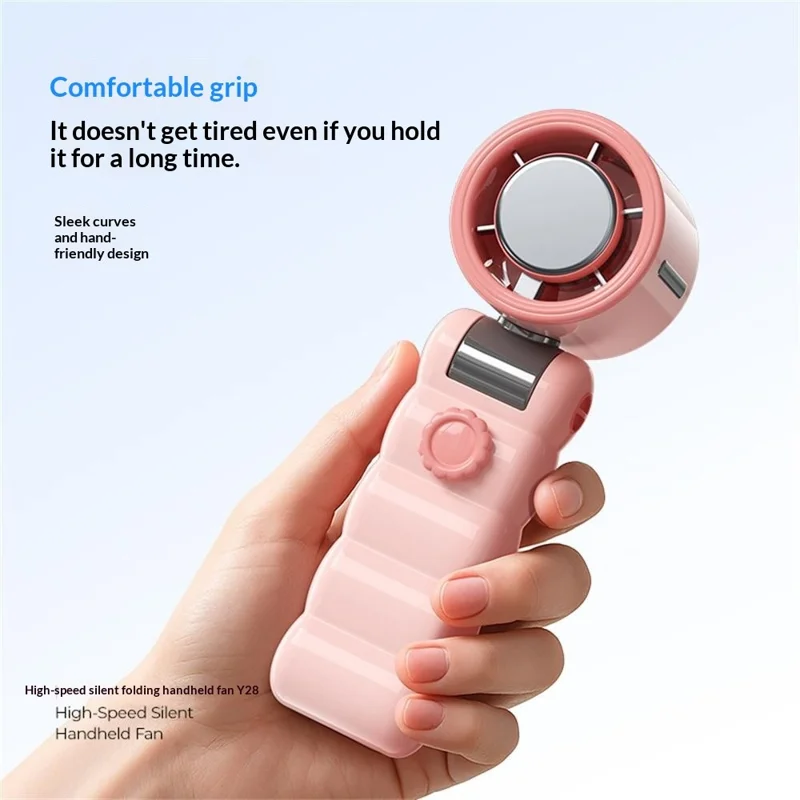 Y28 Foldable Cooling Fan 3600mAh TEC Semiconductor Refrigeration 199-Speed Portable Handheld Fan for Outdoor Indoor - Pink