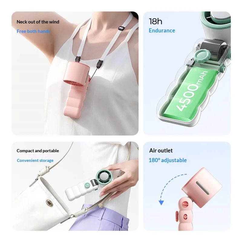Y28 Foldable Cooling Fan 3600mAh TEC Semiconductor Refrigeration 199-Speed Portable Handheld Fan for Outdoor Indoor - Pink
