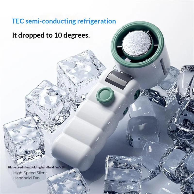 Y28 Foldable Cooling Fan 3600mAh TEC Semiconductor Refrigeration 199-Speed Portable Handheld Fan for Outdoor Indoor - Pink