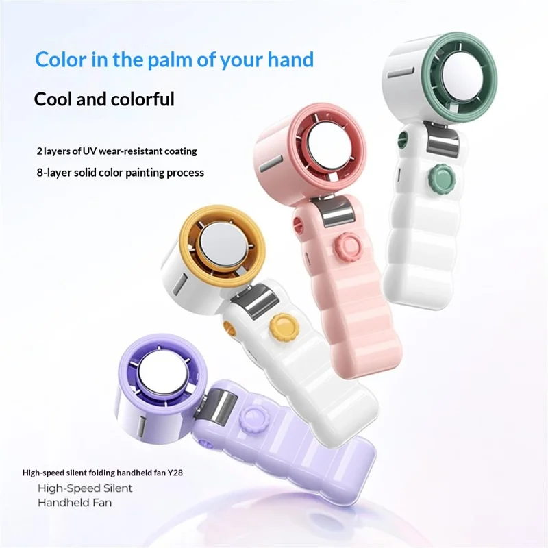 Y28 Foldable Cooling Fan 3600mAh TEC Semiconductor Refrigeration 199-Speed Portable Handheld Fan for Outdoor Indoor - Pink