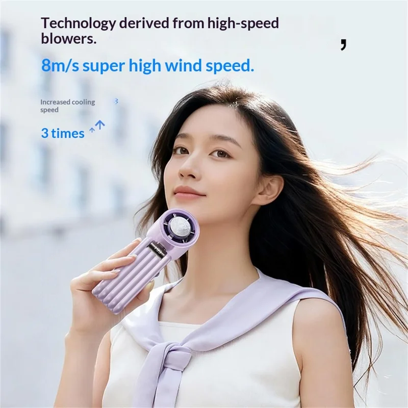 Y29 Bærbar Håndventilator 199-trins Justering 3600mAh Foldbar Halvlederkølingsventilator til Indendørs og Udendørs - Lilla