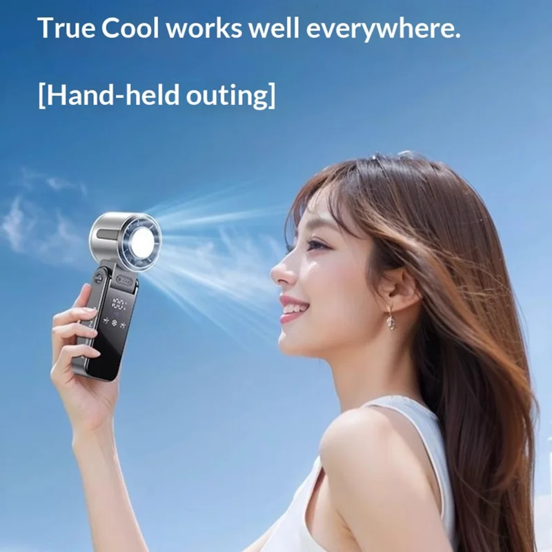 Mini TEC Semiconductor Cooling Fan Handheld Neck Desktop 3-in-1 Portable Fan with LED Display - White